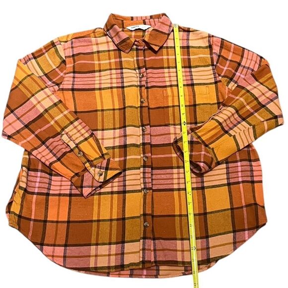 Sonoma Women’s Plaid Button-Up Shirt in Orange and Pink, Size LP, NWT - Picture 6 of 8